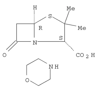 Molecular Structure of 79181-61-6 (morpholinium (2S-cis)-3,3-dimethyl-7-oxo-4-thia-1-azabicyclo[3.2.0]heptane-2-carboxylate)
